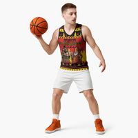 Germany Christmas Basketball Jersey Saint Nicholas And Knecht Ruprecht Drink Beer - Wonder Print Shop