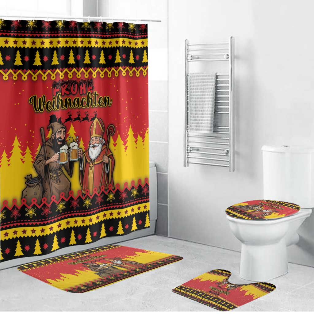 Germany Christmas Bathroom Set Saint Nicholas And Knecht Ruprecht Drink Beer - Wonder Print Shop