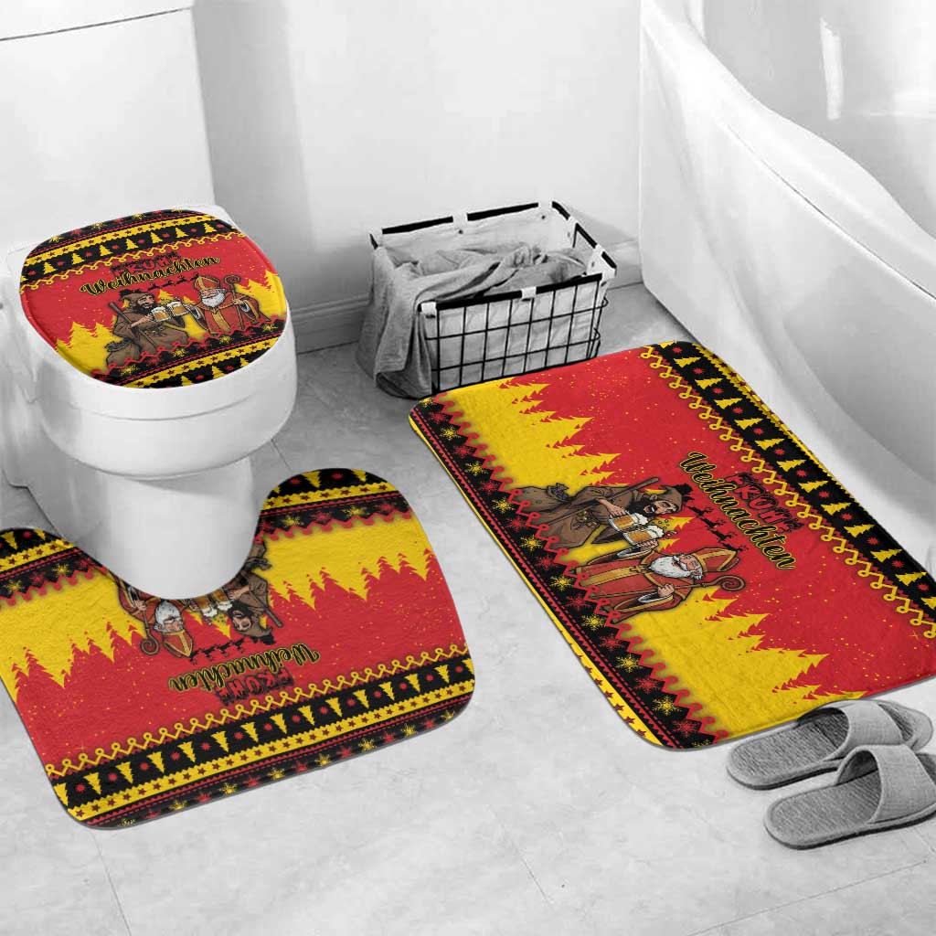 Germany Christmas Bathroom Set Saint Nicholas And Knecht Ruprecht Drink Beer - Wonder Print Shop