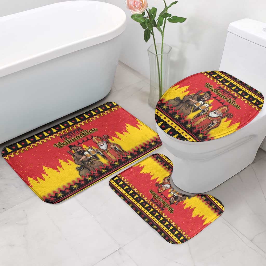 Germany Christmas Bathroom Set Saint Nicholas And Knecht Ruprecht Drink Beer - Wonder Print Shop