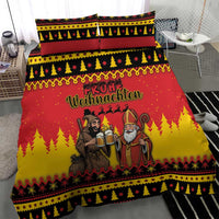 Germany Christmas Bedding Set Saint Nicholas And Knecht Ruprecht Drink Beer - Wonder Print Shop