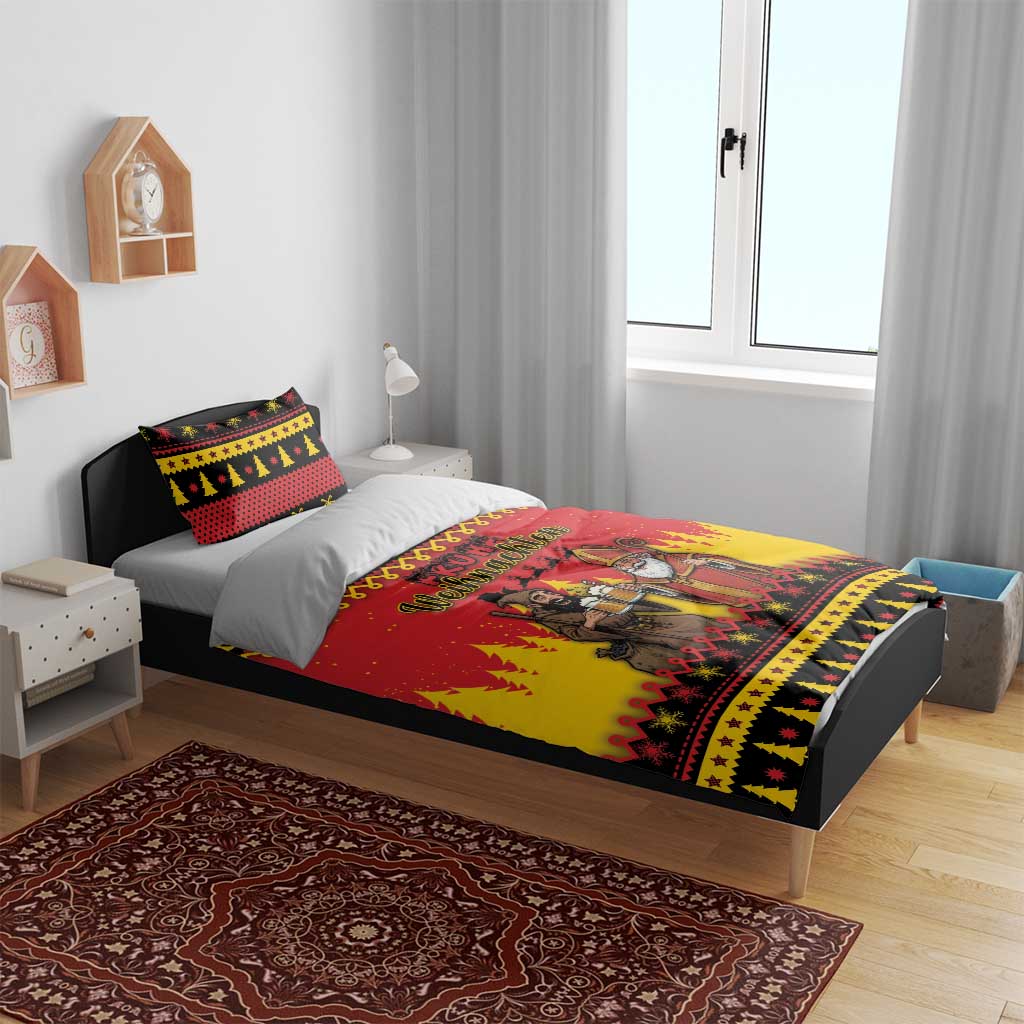 Germany Christmas Bedding Set Saint Nicholas And Knecht Ruprecht Drink Beer - Wonder Print Shop