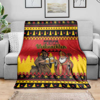 Germany Christmas Blanket Saint Nicholas And Knecht Ruprecht Drink Beer - Wonder Print Shop