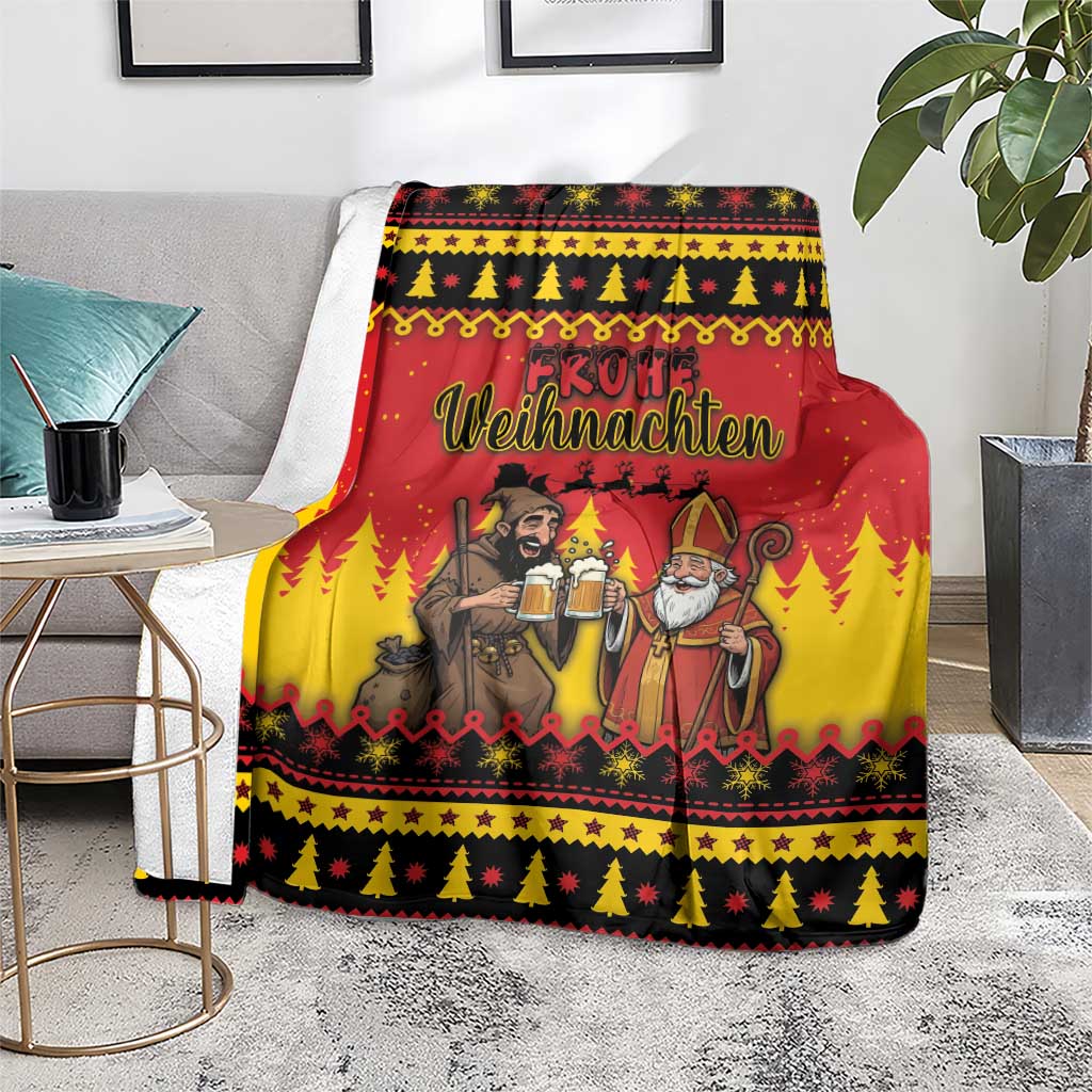 Germany Christmas Blanket Saint Nicholas And Knecht Ruprecht Drink Beer - Wonder Print Shop