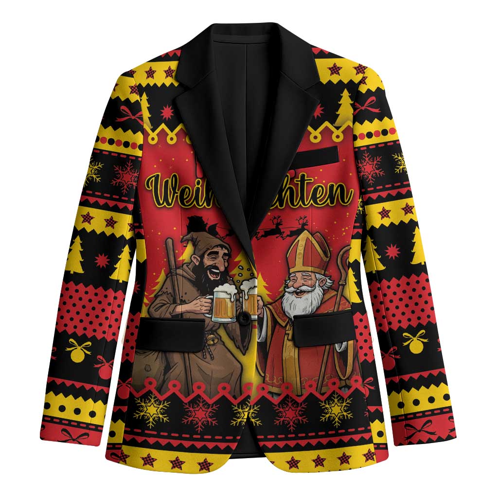 Germany Christmas Blazer Saint Nicholas And Knecht Ruprecht Drink Beer - Wonder Print Shop