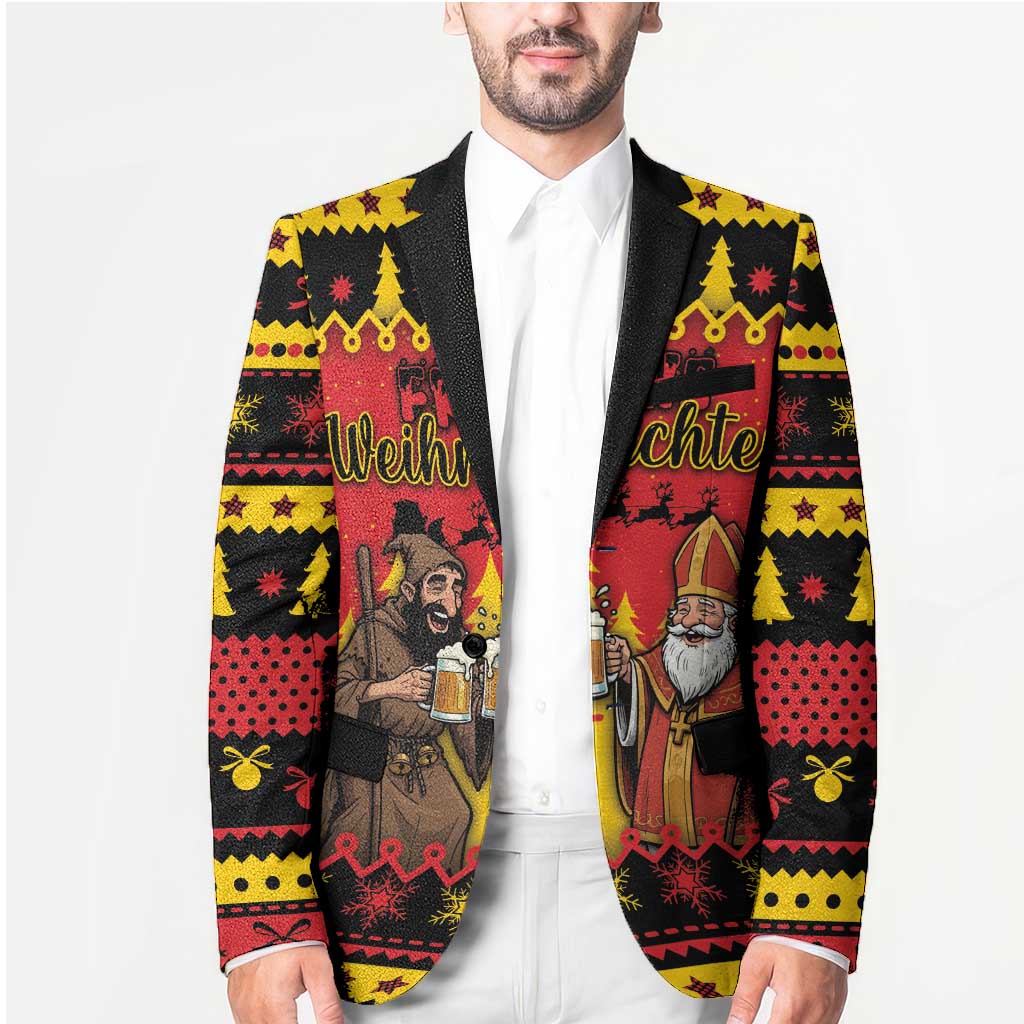 Germany Christmas Blazer Saint Nicholas And Knecht Ruprecht Drink Beer - Wonder Print Shop