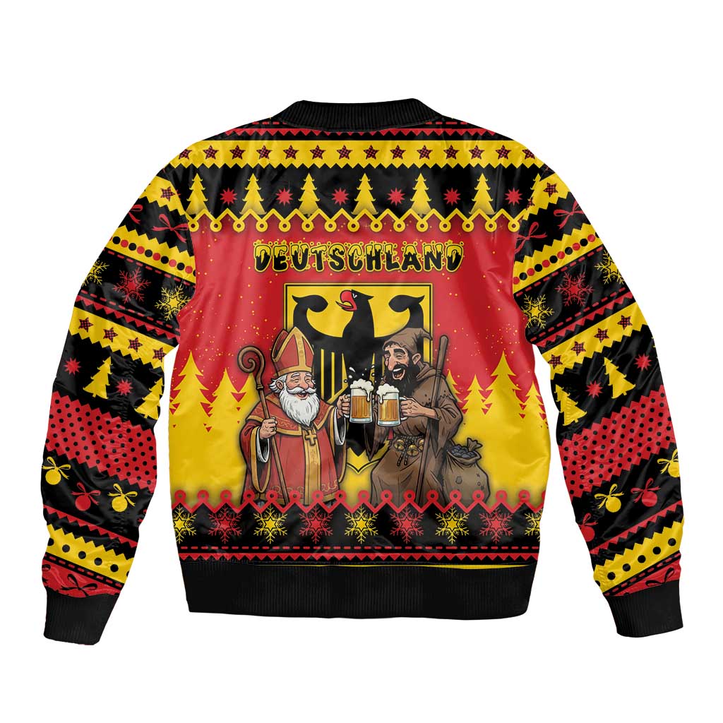 Germany Christmas Bomber Jacket Saint Nicholas And Knecht Ruprecht Drink Beer - Wonder Print Shop