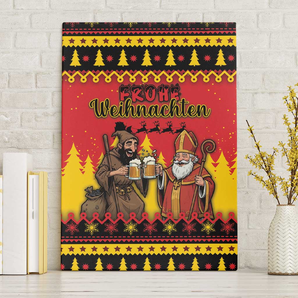 Germany Christmas Canvas Wall Art Saint Nicholas And Knecht Ruprecht Drink Beer - Wonder Print Shop