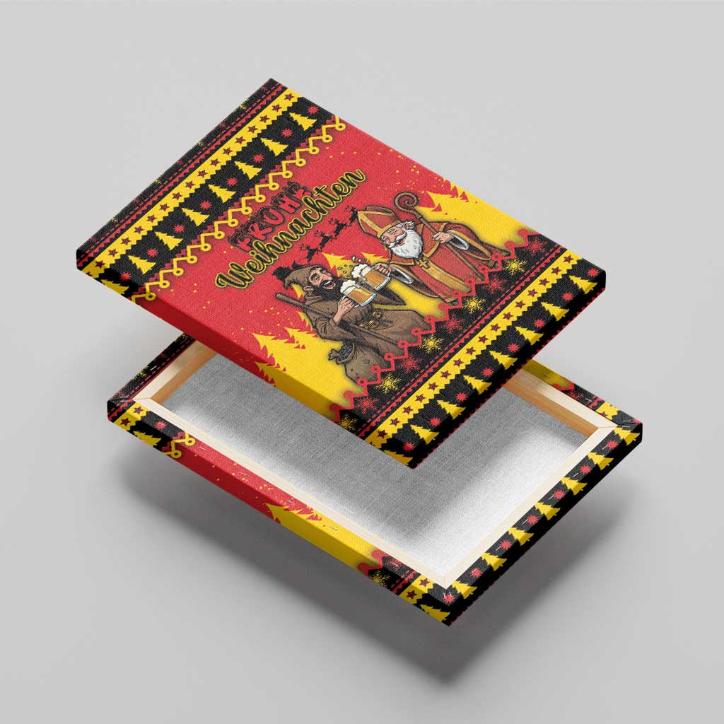 Germany Christmas Canvas Wall Art Saint Nicholas And Knecht Ruprecht Drink Beer - Wonder Print Shop