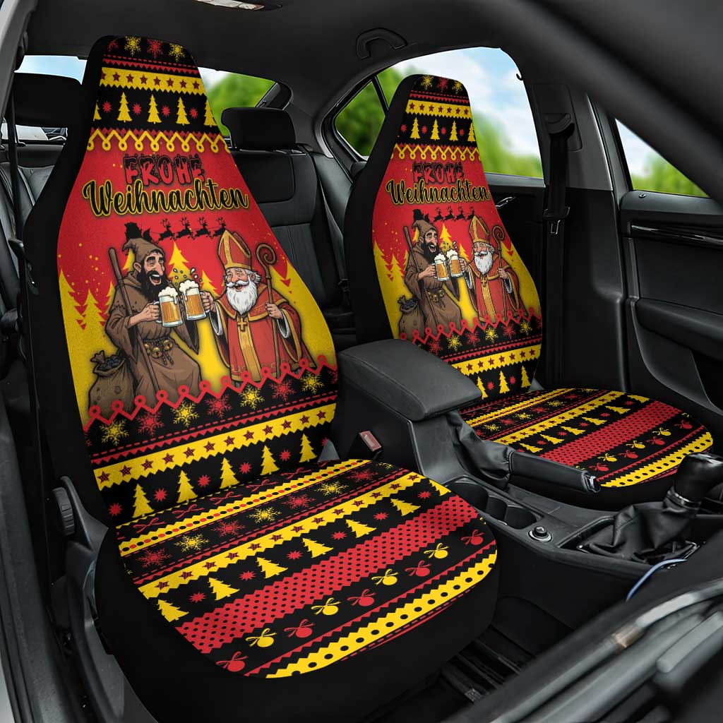 Germany Christmas Car Seat Cover Saint Nicholas And Knecht Ruprecht Drink Beer - Wonder Print Shop