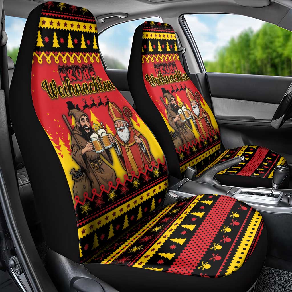 Germany Christmas Car Seat Cover Saint Nicholas And Knecht Ruprecht Drink Beer - Wonder Print Shop