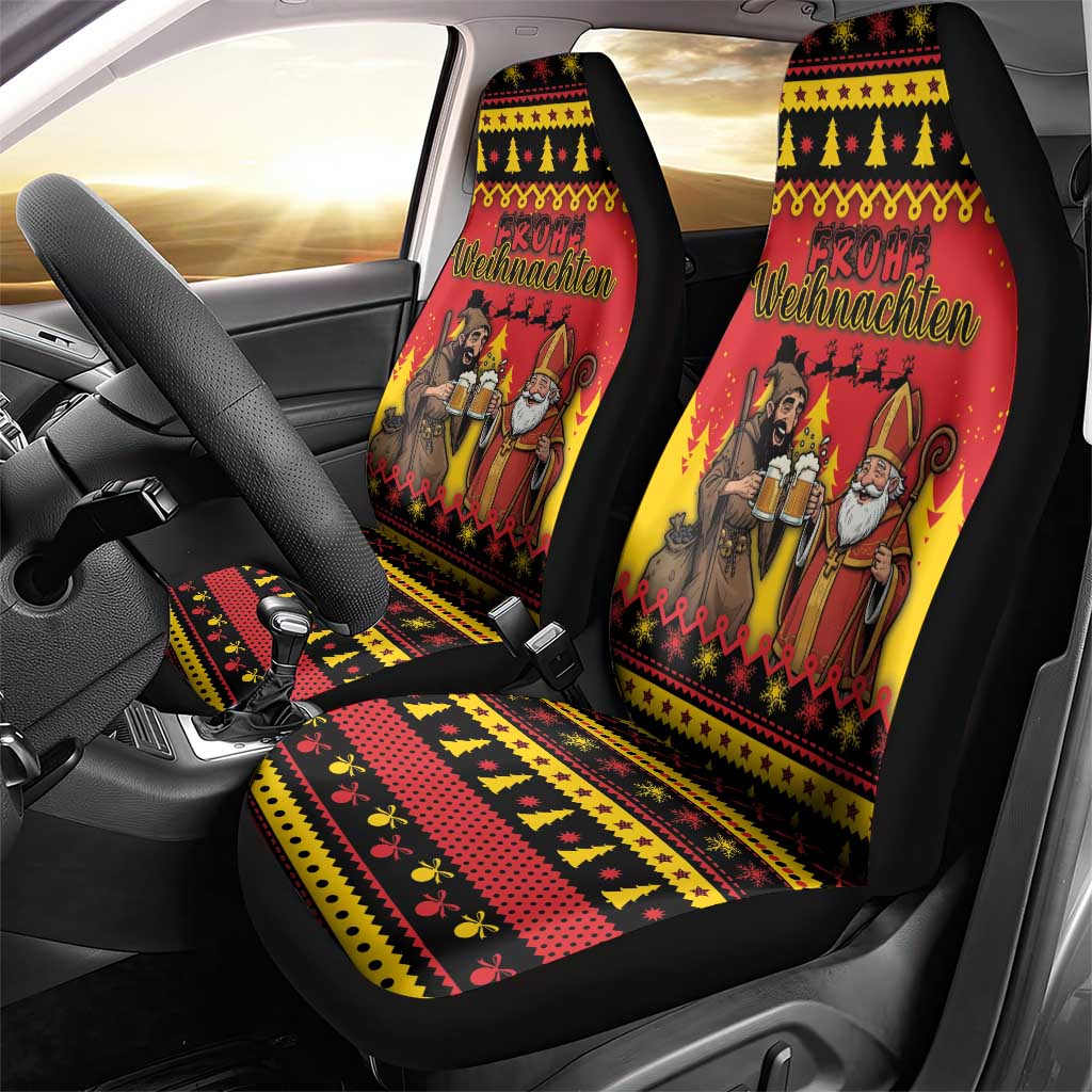 Germany Christmas Car Seat Cover Saint Nicholas And Knecht Ruprecht Drink Beer - Wonder Print Shop