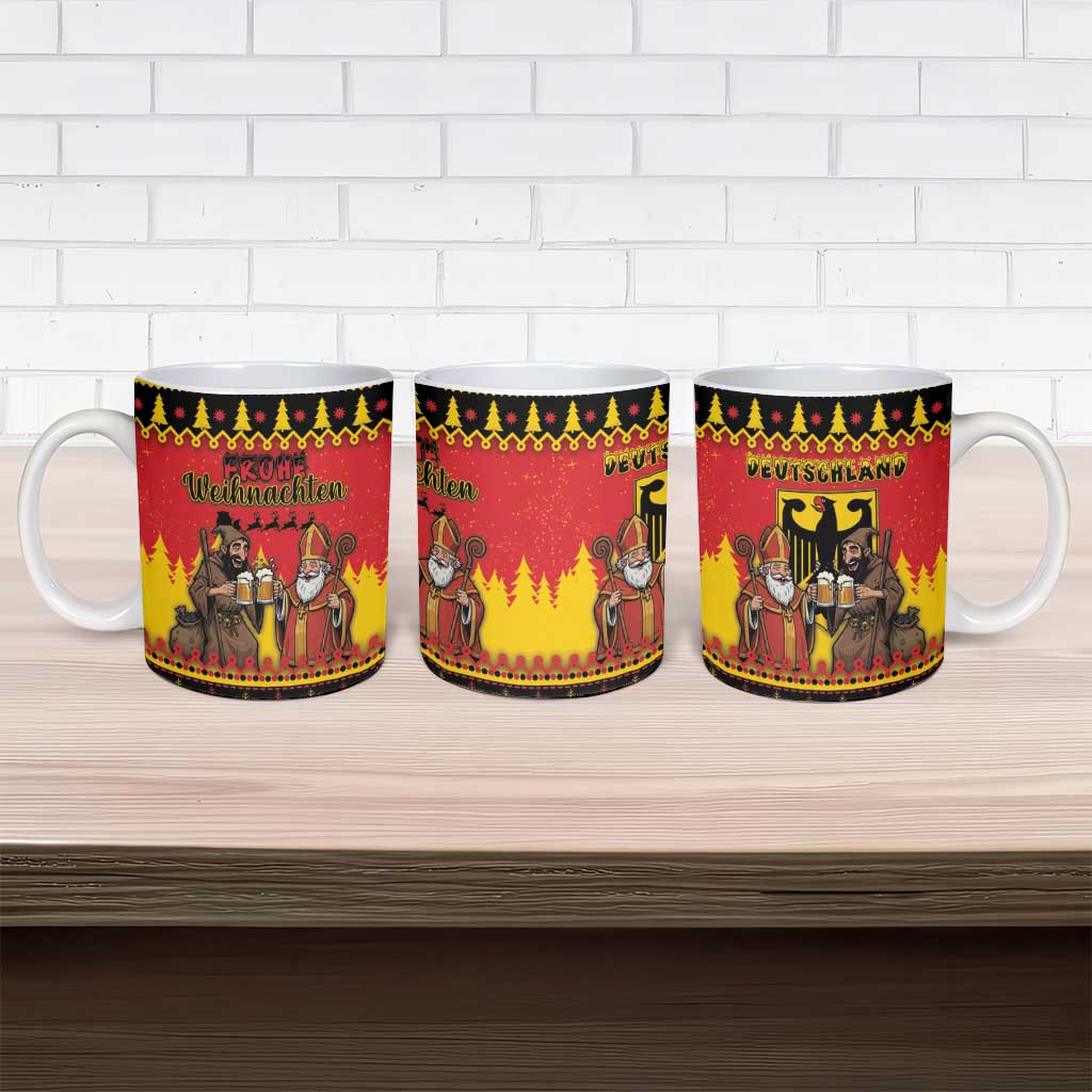 Germany Christmas Ceramic Mug Saint Nicholas And Knecht Ruprecht Drink Beer - Wonder Print Shop