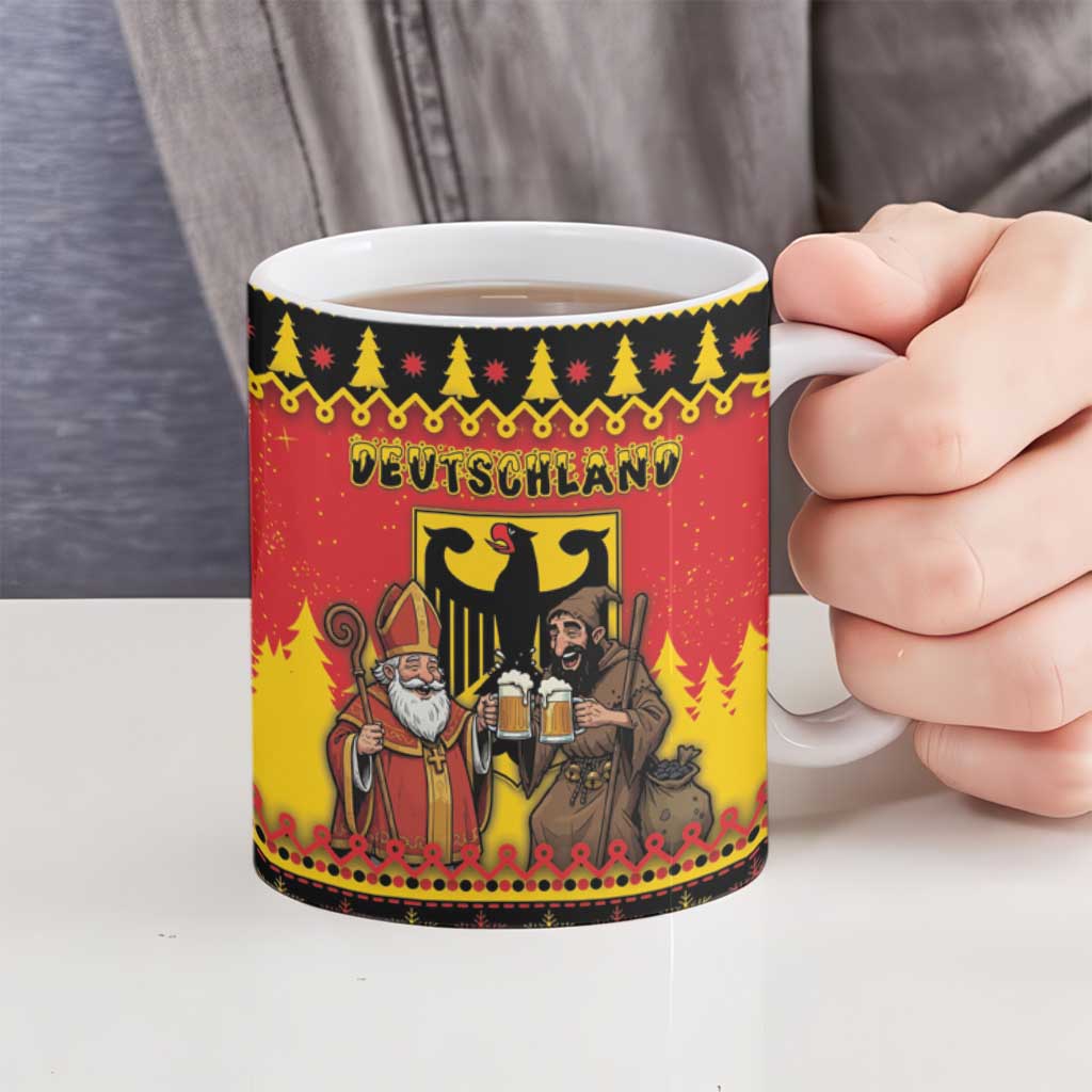 Germany Christmas Ceramic Mug Saint Nicholas And Knecht Ruprecht Drink Beer - Wonder Print Shop