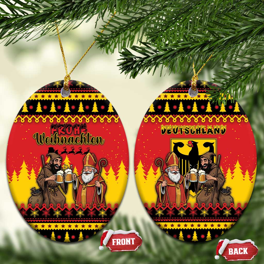 Germany Christmas Ceramic Ornament Saint Nicholas And Knecht Ruprecht Drink Beer - Wonder Print Shop