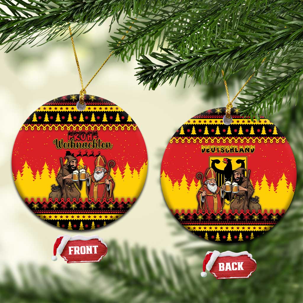 Germany Christmas Ceramic Ornament Saint Nicholas And Knecht Ruprecht Drink Beer - Wonder Print Shop