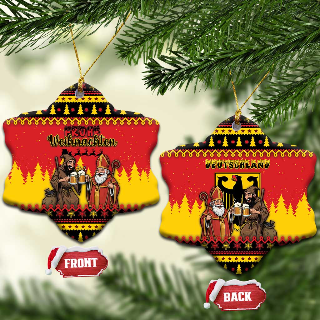 Germany Christmas Ceramic Ornament Saint Nicholas And Knecht Ruprecht Drink Beer - Wonder Print Shop