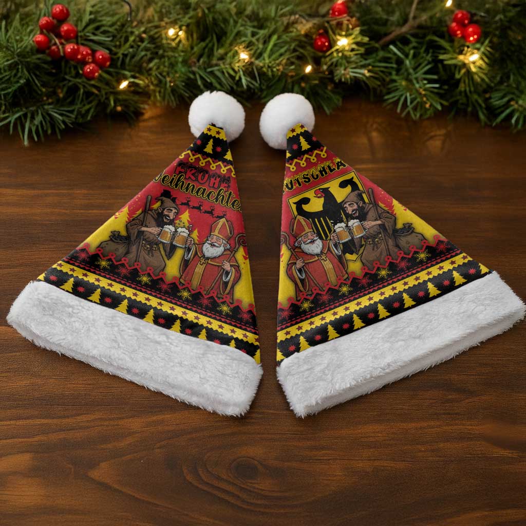 Germany Christmas Santa Hat Saint Nicholas And Knecht Ruprecht Drink Beer - Wonder Print Shop