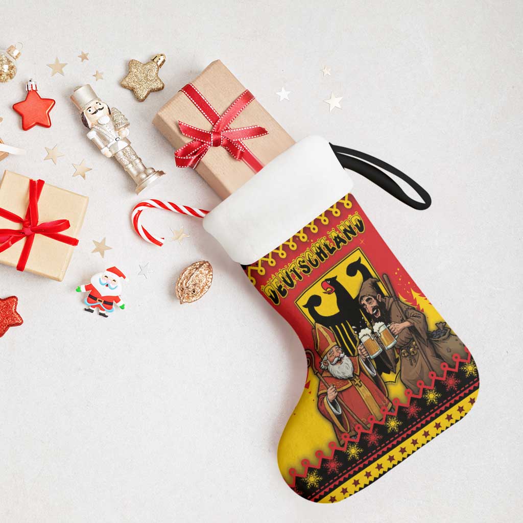 Germany Christmas Stocking Saint Nicholas And Knecht Ruprecht Drink Beer - Wonder Print Shop