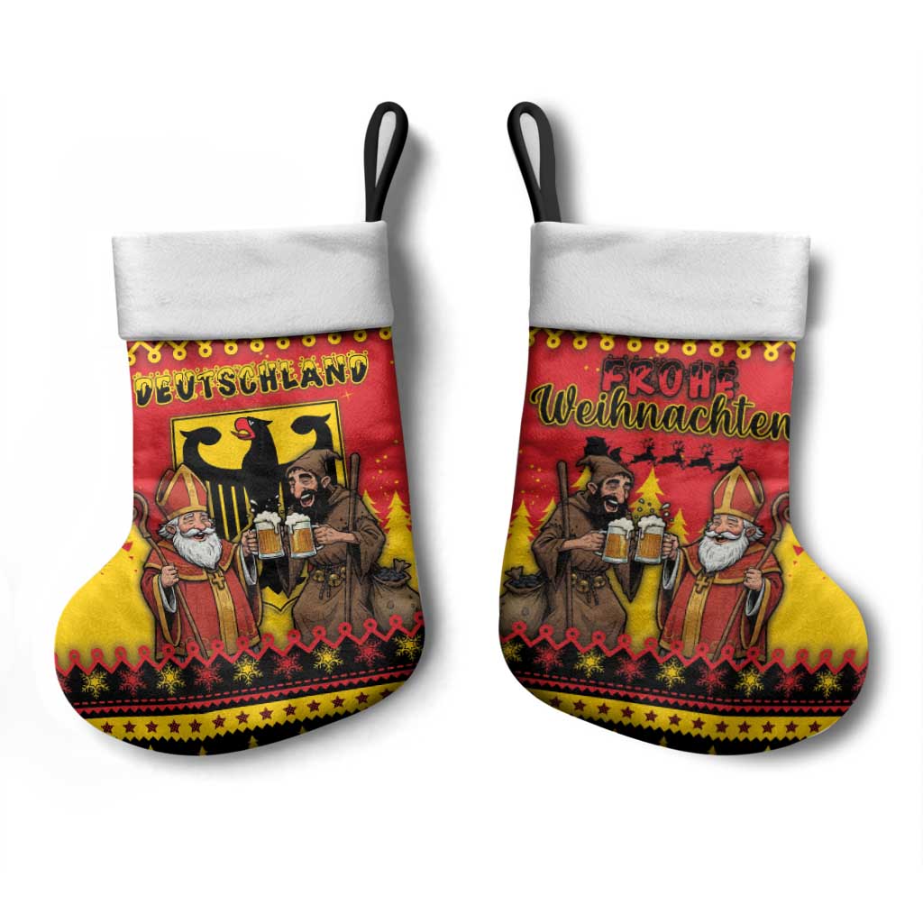 Germany Christmas Stocking Saint Nicholas And Knecht Ruprecht Drink Beer - Wonder Print Shop