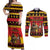 Germany Christmas Couples Matching Off Shoulder Maxi Dress and Long Sleeve Button Shirt Saint Nicholas And Knecht Ruprecht Drink Beer - Wonder Print Shop