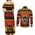 Germany Christmas Couples Matching Off Shoulder Maxi Dress and Long Sleeve Button Shirt Saint Nicholas And Knecht Ruprecht Drink Beer - Wonder Print Shop