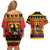 Germany Christmas Couples Matching Off Shoulder Short Dress and Hawaiian Shirt Saint Nicholas And Knecht Ruprecht Drink Beer - Wonder Print Shop