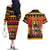 Germany Christmas Couples Matching Off The Shoulder Long Sleeve Dress and Hawaiian Shirt Saint Nicholas And Knecht Ruprecht Drink Beer - Wonder Print Shop
