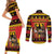 Germany Christmas Couples Matching Short Sleeve Bodycon Dress and Long Sleeve Button Shirt Saint Nicholas And Knecht Ruprecht Drink Beer - Wonder Print Shop