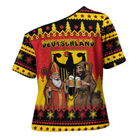 Germany Christmas Cross Shoulder Shirt Saint Nicholas And Knecht Ruprecht Drink Beer - Wonder Print Shop