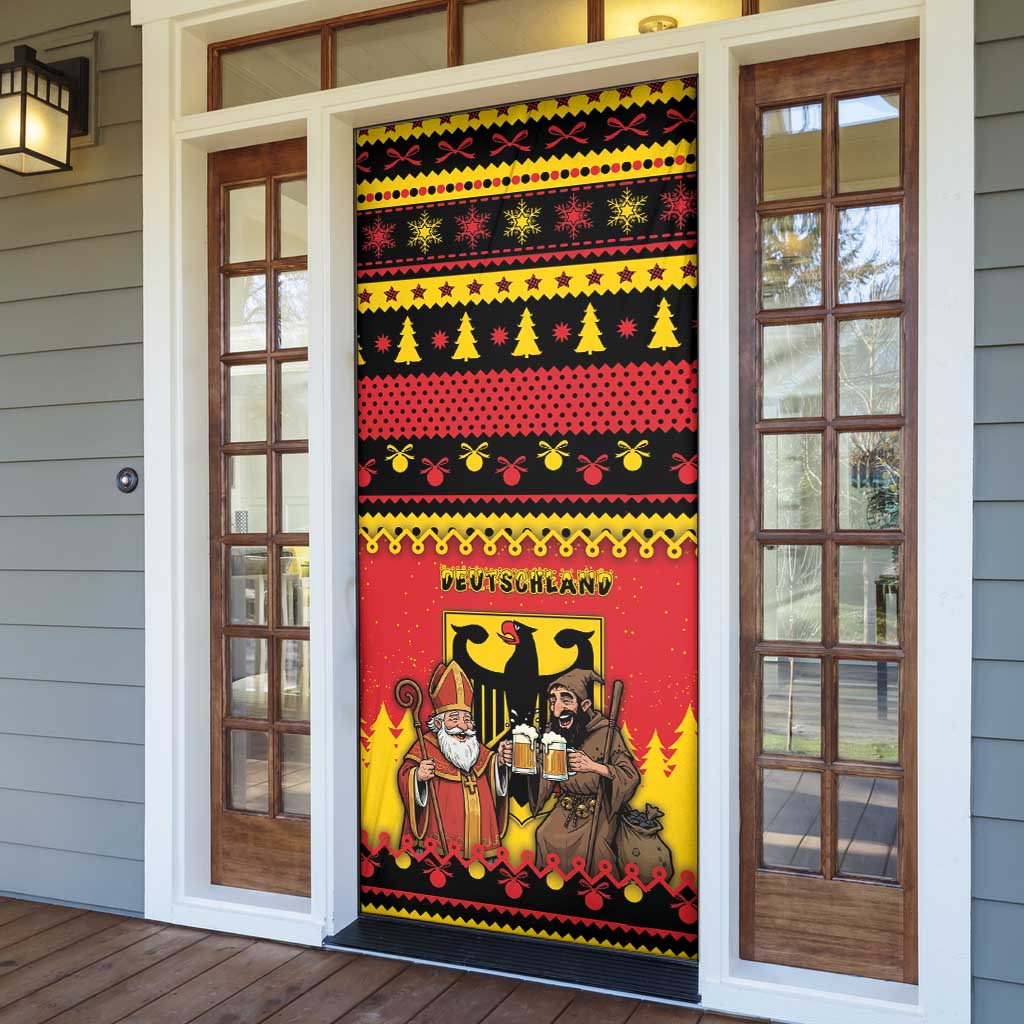 Germany Christmas Door Cover Saint Nicholas And Knecht Ruprecht Drink Beer - Wonder Print Shop
