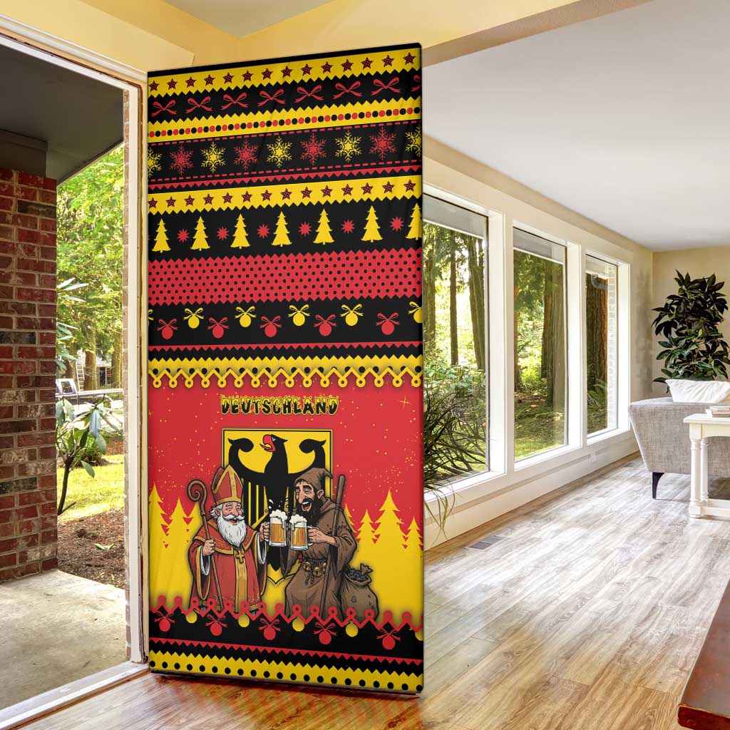 Germany Christmas Door Cover Saint Nicholas And Knecht Ruprecht Drink Beer - Wonder Print Shop