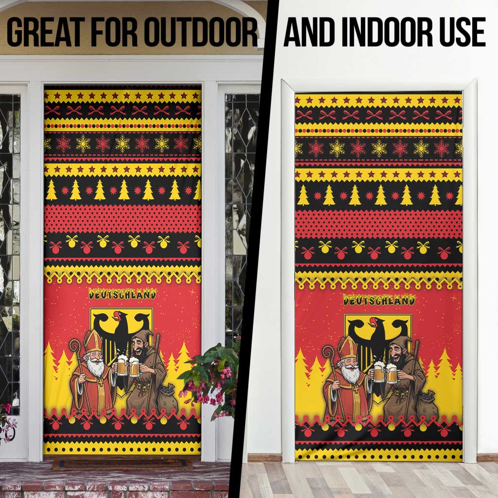Germany Christmas Door Cover Saint Nicholas And Knecht Ruprecht Drink Beer - Wonder Print Shop