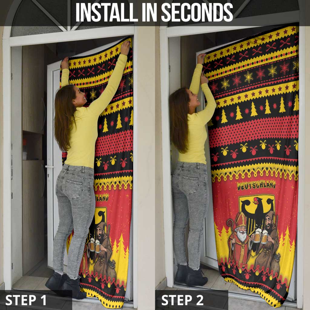 Germany Christmas Door Cover Saint Nicholas And Knecht Ruprecht Drink Beer - Wonder Print Shop