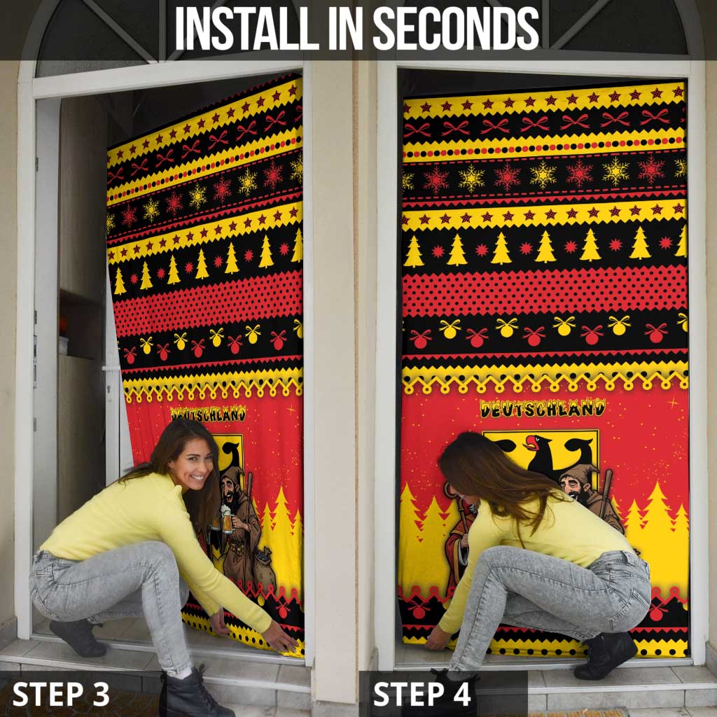 Germany Christmas Door Cover Saint Nicholas And Knecht Ruprecht Drink Beer - Wonder Print Shop