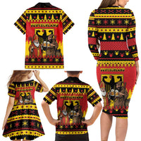 Germany Christmas Family Matching Long Sleeve Bodycon Dress and Hawaiian Shirt Saint Nicholas And Knecht Ruprecht Drink Beer - Wonder Print Shop