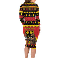 Germany Christmas Family Matching Long Sleeve Bodycon Dress and Hawaiian Shirt Saint Nicholas And Knecht Ruprecht Drink Beer - Wonder Print Shop