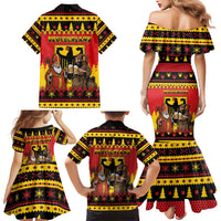 Germany Christmas Family Matching Mermaid Dress and Hawaiian Shirt Saint Nicholas And Knecht Ruprecht Drink Beer - Wonder Print Shop