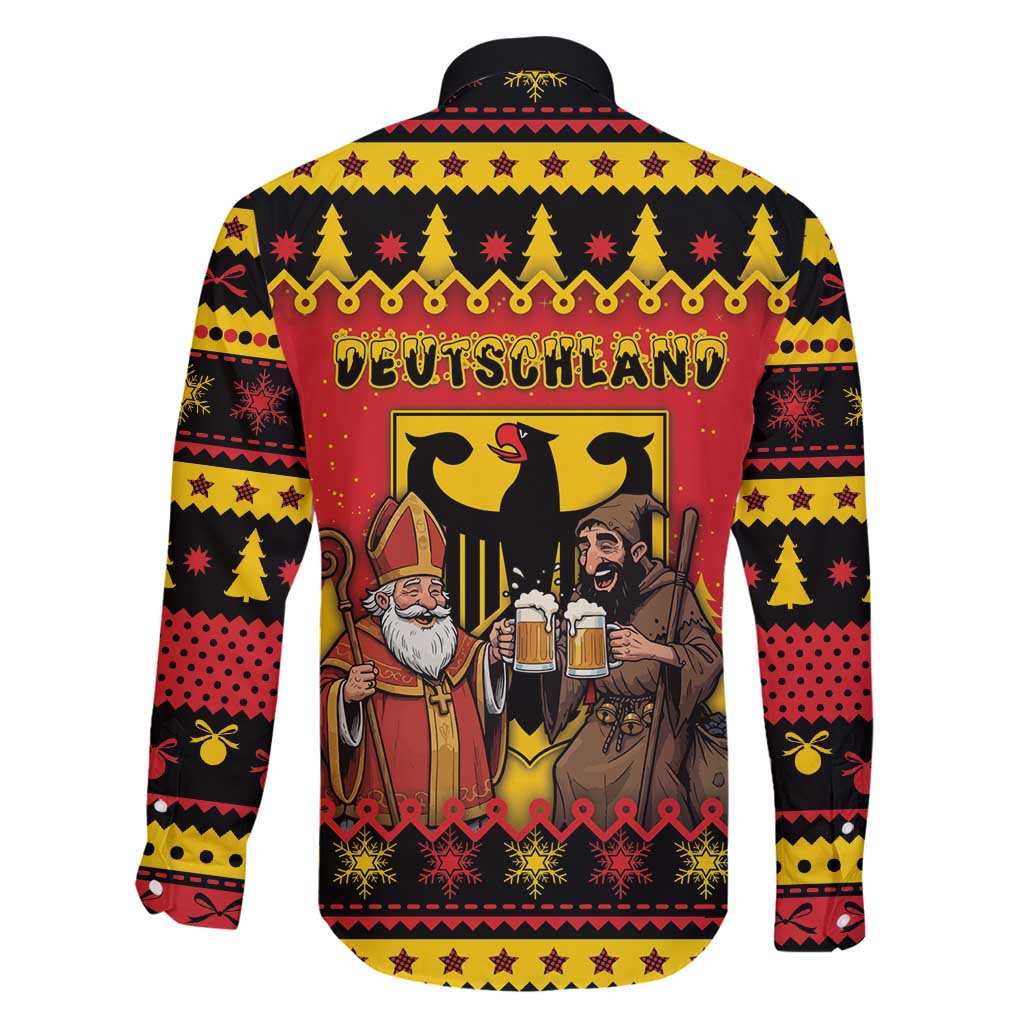 Germany Christmas Family Matching Mermaid Dress and Hawaiian Shirt Saint Nicholas And Knecht Ruprecht Drink Beer - Wonder Print Shop