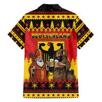 Germany Christmas Family Matching Off The Shoulder Long Sleeve Dress and Hawaiian Shirt Saint Nicholas And Knecht Ruprecht Drink Beer - Wonder Print Shop