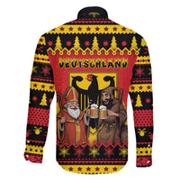 Germany Christmas Family Matching Off The Shoulder Long Sleeve Dress and Hawaiian Shirt Saint Nicholas And Knecht Ruprecht Drink Beer - Wonder Print Shop