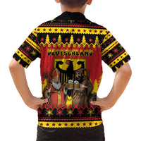 Germany Christmas Family Matching Short Sleeve Bodycon Dress and Hawaiian Shirt Saint Nicholas And Knecht Ruprecht Drink Beer - Wonder Print Shop