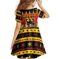 Germany Christmas Family Matching Short Sleeve Bodycon Dress and Hawaiian Shirt Saint Nicholas And Knecht Ruprecht Drink Beer - Wonder Print Shop