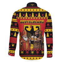 Germany Christmas Family Matching Short Sleeve Bodycon Dress and Hawaiian Shirt Saint Nicholas And Knecht Ruprecht Drink Beer - Wonder Print Shop