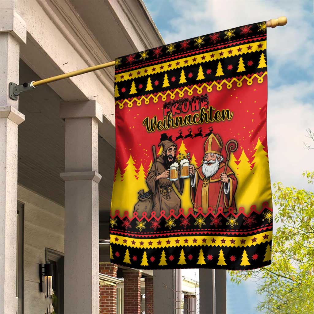 Germany Christmas Garden Flag Saint Nicholas And Knecht Ruprecht Drink Beer - Wonder Print Shop