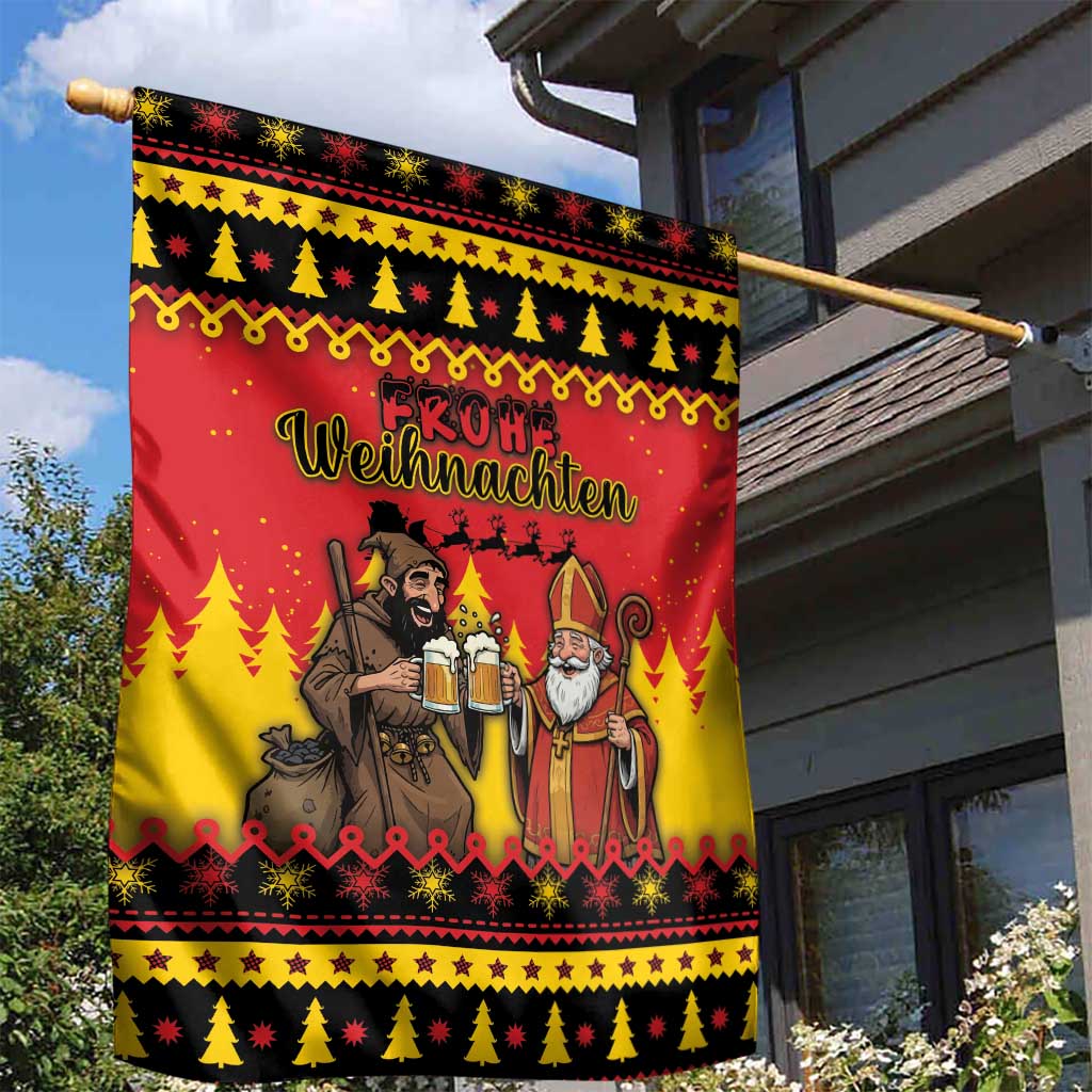 Germany Christmas Garden Flag Saint Nicholas And Knecht Ruprecht Drink Beer - Wonder Print Shop