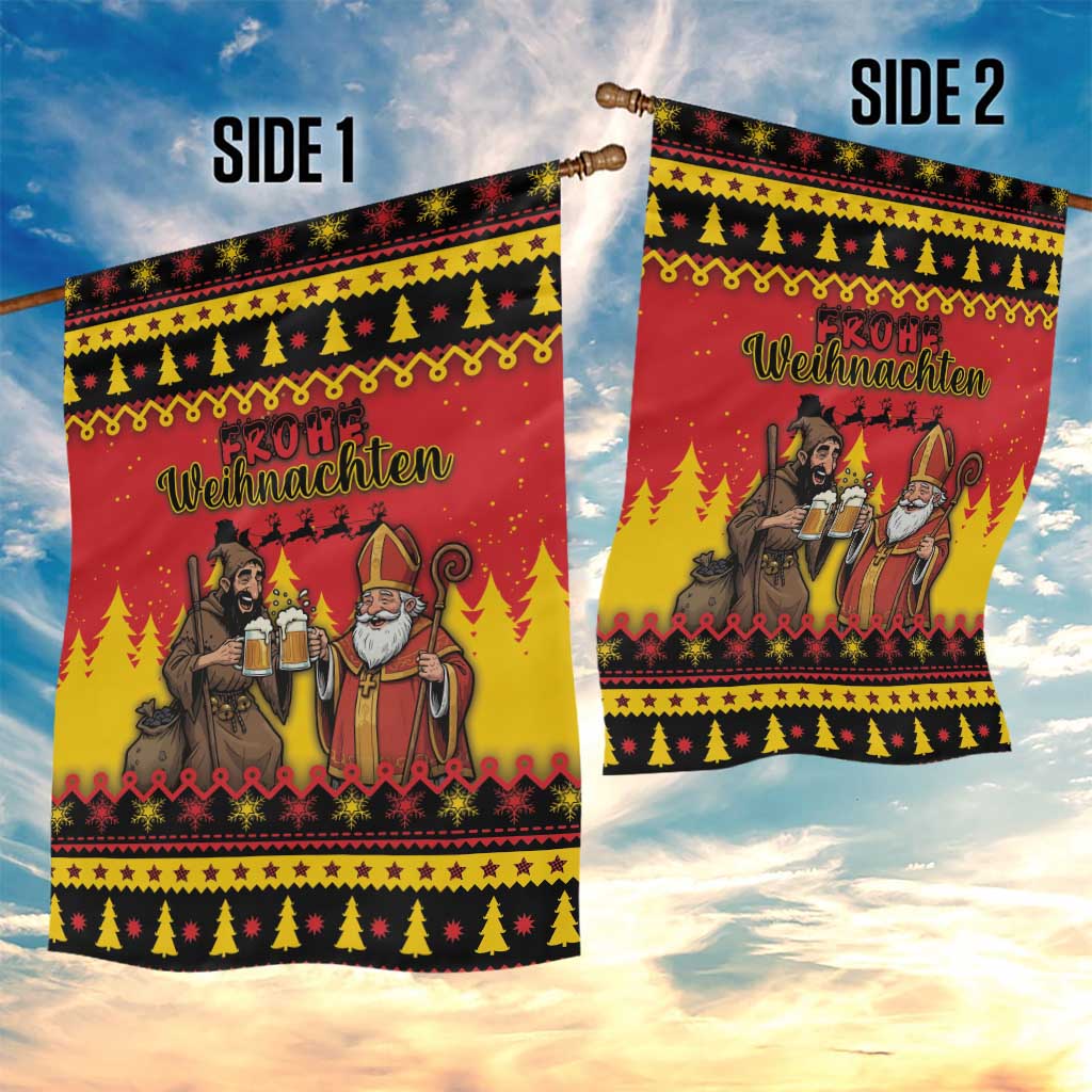 Germany Christmas Garden Flag Saint Nicholas And Knecht Ruprecht Drink Beer - Wonder Print Shop