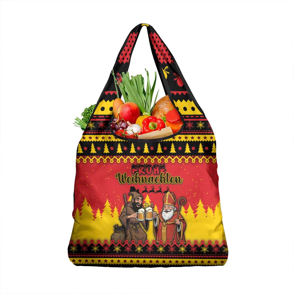 Germany Christmas Grocery Bag Saint Nicholas And Knecht Ruprecht Drink Beer - Wonder Print Shop