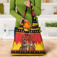 Germany Christmas Grocery Bag Saint Nicholas And Knecht Ruprecht Drink Beer - Wonder Print Shop