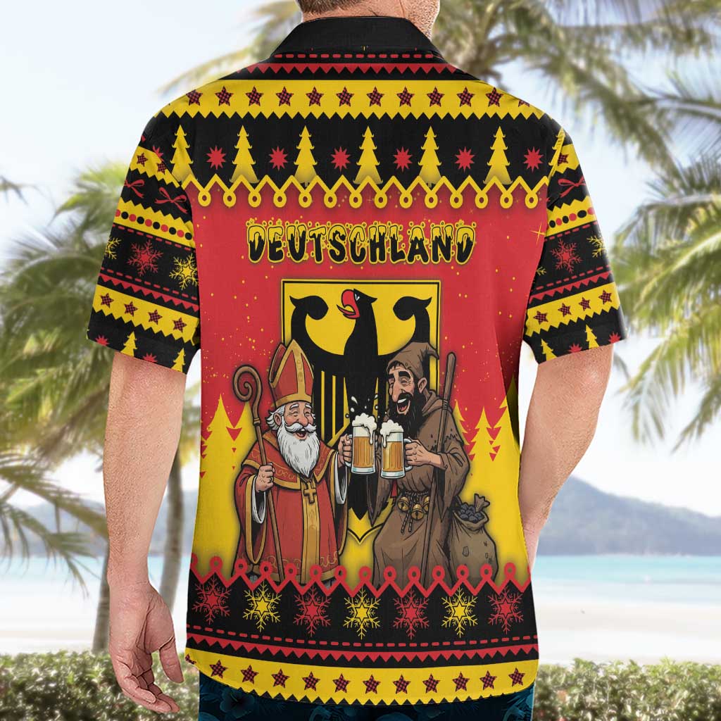 Germany Christmas Hawaiian Shirt Saint Nicholas And Knecht Ruprecht Drink Beer - Wonder Print Shop